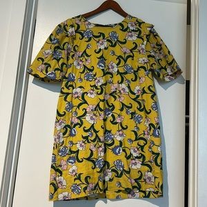 Yellow floral casual dress